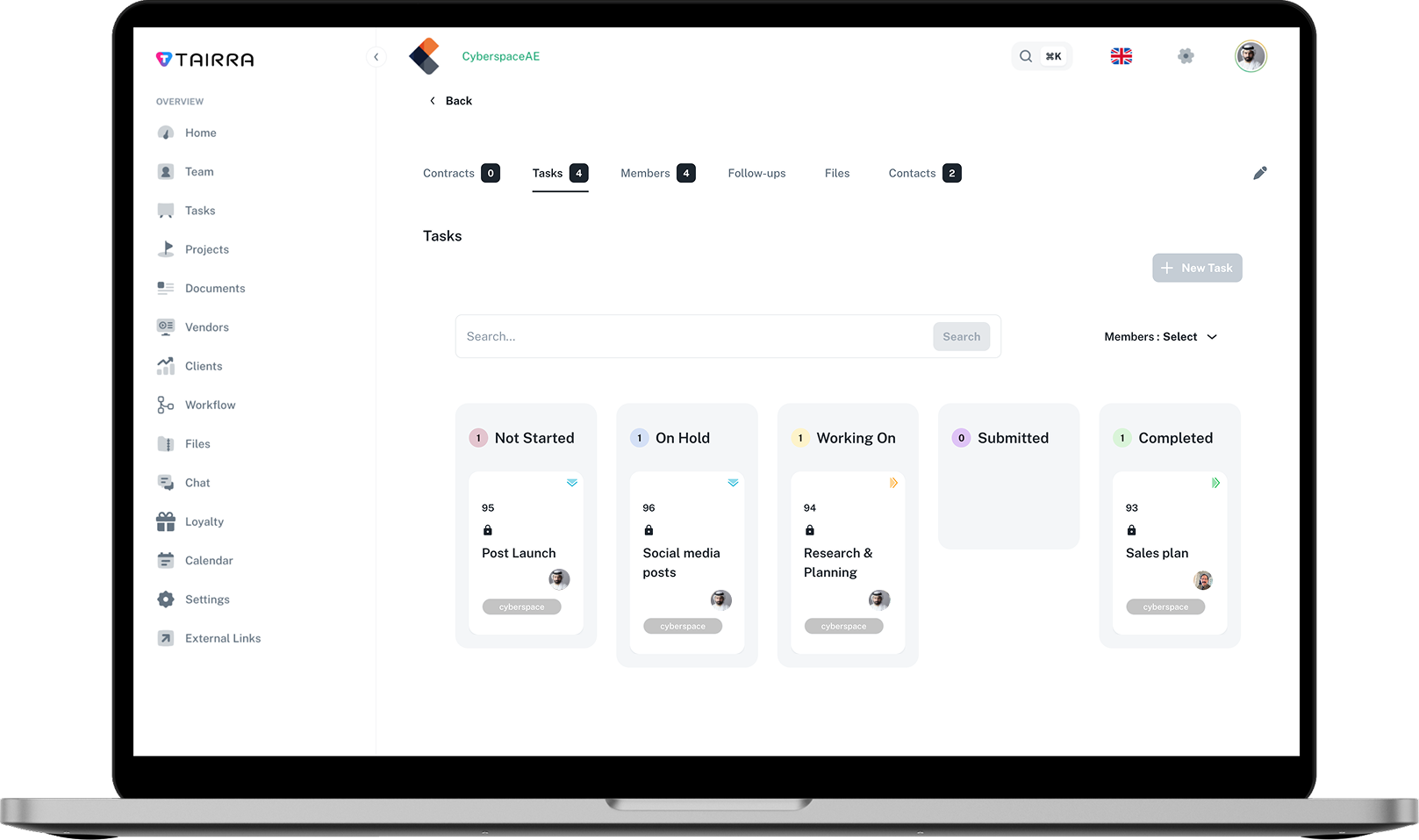 Tairra's Hierarchical Organization Structure Interface